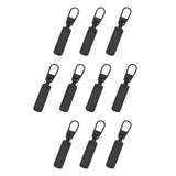 Maxbell 10x Metal Zipper Heads Fasteners Zip Pulls for Jackets Clothes Luggage Black