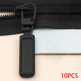 Maxbell 10x Metal Zipper Heads Fasteners Zip Pulls for Jackets Clothes Luggage Black