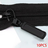 Maxbell 10x Metal Zipper Heads Fasteners Zip Pulls for Jackets Clothes Luggage Black