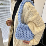 Maxbell Chunky Yarn Household Durable for Blanket DIY Tote Making Cushion Crocheting blue