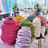 Maxbell Chunky Wool Yarn Tube Yarn Super Soft 55 Yards for Arm Knit DIY Bed Fence Black