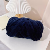 Maxbell Chunky Wool Yarn Tube Yarn Super Soft 55 Yards for Arm Knit DIY Bed Fence Navy Blue