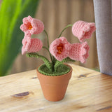 Maxbell Hand Woven Artificial Flowers Ornament Gift for Friends Table Centerpieces Pink