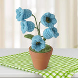 Maxbell Hand Woven Artificial Flowers Ornament Gift for Friends Table Centerpieces Blue