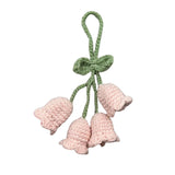 Maxbell Bag Pendants Crocheted Wind Chimes Flower Decorations Pendants for Purse Pink