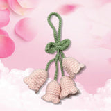 Maxbell Bag Pendants Crocheted Wind Chimes Flower Decorations Pendants for Purse Pink