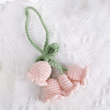 Maxbell Bag Pendants Crocheted Wind Chimes Flower Decorations Pendants for Purse Pink