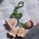 Maxbell Bag Pendants Crocheted Wind Chimes Flower Decorations Pendants for Purse Pink