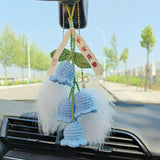 Maxbell Bag Pendants Crocheted Wind Chimes Flower Decorations Pendants for Purse Blue
