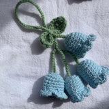 Maxbell Bag Pendants Crocheted Wind Chimes Flower Decorations Pendants for Purse Blue