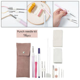 Maxbell Embroidery Punch Needle Set Sturdy Handmade for Children Adults Cross Stitch Pink
