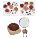 Maxbell Pincushion Kit Durable Pumpkin Shaped for Quilting Embroidery Craft Projects Brown