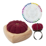 Maxbell Pincushion Kit Durable Pumpkin Shaped for Quilting Embroidery Craft Projects Dark Red