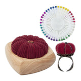 Maxbell Pincushion Kit Durable Pumpkin Shaped for Quilting Embroidery Craft Projects Dark Red