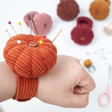 Maxbell Wrist Pincushion Kit Pumpkin Shaped for Needlework Embroidery Craft Projects Brown