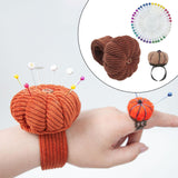 Maxbell Wrist Pincushion Kit Pumpkin Shaped for Needlework Embroidery Craft Projects Brown