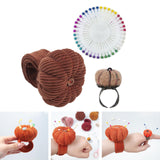 Maxbell Wrist Pincushion Kit Pumpkin Shaped for Needlework Embroidery Craft Projects Brown