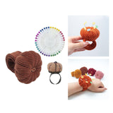 Maxbell Wrist Pincushion Kit Pumpkin Shaped for Needlework Embroidery Craft Projects Brown