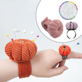 Maxbell Wrist Pincushion Kit Pumpkin Shaped for Needlework Embroidery Craft Projects Pink