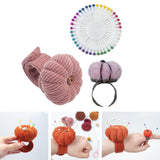 Maxbell Wrist Pincushion Kit Pumpkin Shaped for Needlework Embroidery Craft Projects Pink