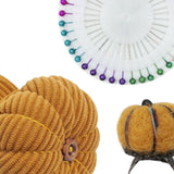 Maxbell Wrist Pincushion Kit Pumpkin Shaped for Needlework Embroidery Craft Projects Yellow