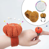 Maxbell Wrist Pincushion Kit Pumpkin Shaped for Needlework Embroidery Craft Projects Yellow