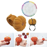 Maxbell Wrist Pincushion Kit Pumpkin Shaped for Needlework Embroidery Craft Projects Yellow