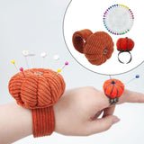 Maxbell Wrist Pincushion Kit Pumpkin Shaped for Needlework Embroidery Craft Projects Orange