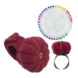 Maxbell Wrist Pincushion Kit Pumpkin Shaped for Needlework Embroidery Craft Projects Dark Red