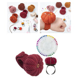 Maxbell Wrist Pincushion Kit Pumpkin Shaped for Needlework Embroidery Craft Projects Dark Red