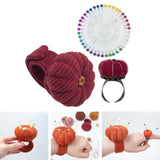 Maxbell Wrist Pincushion Kit Pumpkin Shaped for Needlework Embroidery Craft Projects Dark Red