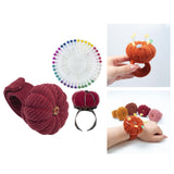 Maxbell Wrist Pincushion Kit Pumpkin Shaped for Needlework Embroidery Craft Projects Dark Red