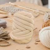 Maxbell Chunky Yarn Weight Yarn Durable Bulky Yarn Washable for Rug Macrame Tapestry Beige