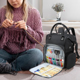 Maxbell Knitting Bag Backpack Knitting & Crochet Supplies Portable Empty Storage Bag black