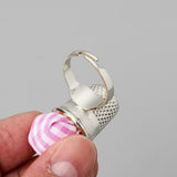 Maxbell Pin Cushion Ring Metal Thimble Pin Holder for Needlework Knitting Stitchwork B