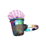 Maxbell Pin Cushion Ring Metal Thimble Pin Holder for Needlework Knitting Stitchwork D