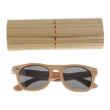 Men Women Bamboo UV 400 Polarized Sunglasses Wood Glasses with Box Gray