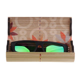 Handmade Unisex Plate Wood Bamboo Sunglasses Polarized Glasses + Case green