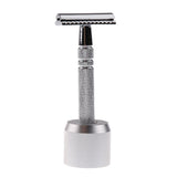 Max Men's Double Edge Safety Shaving Razor + Stand Holder Base Silver