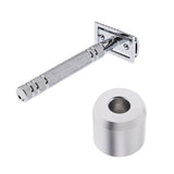 Max Men's Double Edge Safety Shaving Razor + Stand Holder Base Silver
