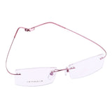 Max Metal Eyewear Frameless Spectacles Rimless Reading Glasses Half Rim Pink