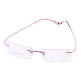 Max Metal Eyewear Frameless Spectacles Rimless Reading Glasses Half Rim Pink