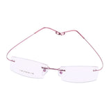 Max Metal Eyewear Frameless Spectacles Rimless Reading Glasses Half Rim Pink