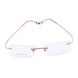 Max Metal Eyewear Frameless Spectacles Rimless Reading Glasses Half Rim Pink