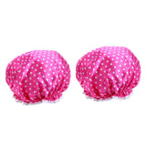2 Pieces Double Layer Waterproof Shower Bathing Caps for Women Rose Red