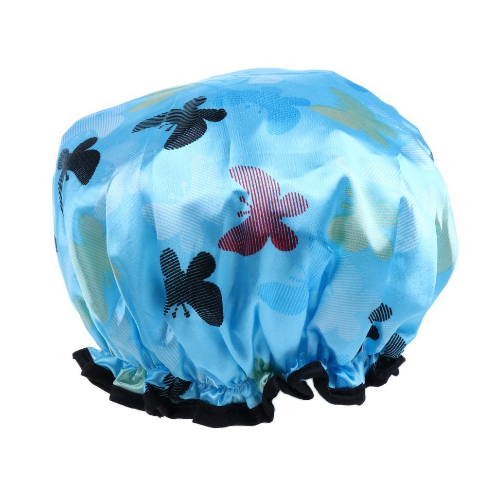 Maxbell 2 Pieces Waterproof Reusable Shower Cap Bath Hat for Women Lady Light Blue - Aladdin Shoppers