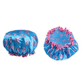 Max 2 Pieces Waterproof Reusable Shower Cap Bath Hat for Women Lady Dark Blue