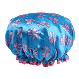 Max 2 Pieces Waterproof Reusable Shower Cap Bath Hat for Women Lady Dark Blue