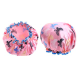 Max 2 Pieces Waterproof Reusable Shower Cap Bath Hat for Women Lady Pink