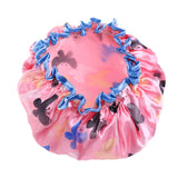 Max 2 Pieces Waterproof Reusable Shower Cap Bath Hat for Women Lady Pink